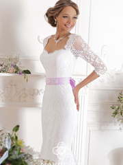 Свадебное платье 13104. Силуэт А-силуэт, Прямое. Цвет Белый / Молочный. Вид 1