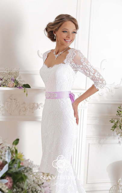 Свадебное платье 13104. Силуэт А-силуэт, Прямое. Цвет Белый / Молочный. Вид 1