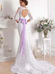 Свадебное платье 13104. Силуэт А-силуэт, Прямое. Цвет Белый / Молочный. Вид 2