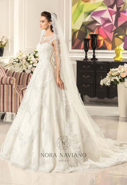 Свадебное платье Aurore. Силуэт А-силуэт. Цвет Белый / Молочный. Вид 3