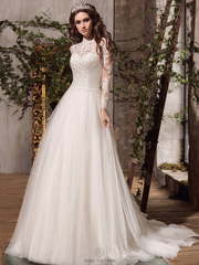 Свадебное платье Beryl. Силуэт А-силуэт. Цвет Белый / Молочный. Вид 1