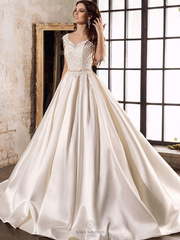 Свадебное платье Blanca. Силуэт Пышное, А-силуэт. Цвет Белый / Молочный, Айвори / Капучино. Вид 1