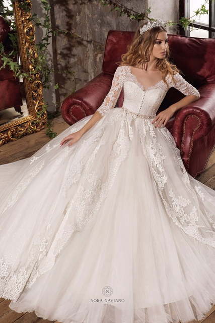 Свадебное платье Brittany. Силуэт Пышное, А-силуэт. Цвет Белый / Молочный. Вид 3