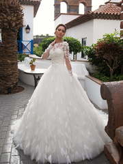 Свадебное платье Sarah. Силуэт Пышное, А-силуэт. Цвет Белый / Молочный. Вид 1