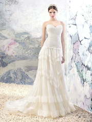 Свадебное платье Эльба. Силуэт А-силуэт, Прямое. Цвет Айвори / Капучино. Вид 1