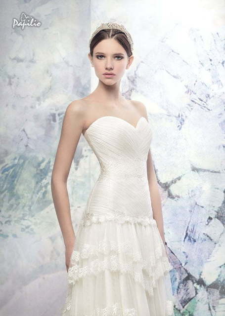 Свадебное платье Эльба. Силуэт А-силуэт, Прямое. Цвет Айвори / Капучино. Вид 2