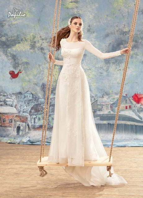 Свадебное платье Мино. Силуэт А-силуэт, Прямое. Цвет Айвори / Капучино. Вид 2