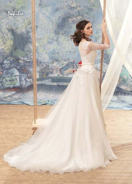 Свадебное платье Чайка. Силуэт А-силуэт. Цвет Айвори / Капучино, Белый / Молочный. Вид 2