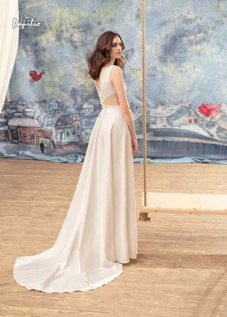 Свадебное платье Лори. Силуэт А-силуэт, Прямое. Цвет Айвори / Капучино. Вид 2