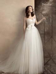 Свадебное платье Скарлетт. Силуэт Пышное, А-силуэт. Цвет Айвори / Капучино. Вид 1