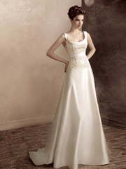 Свадебное платье Роми. Силуэт А-силуэт. Цвет Айвори / Капучино. Вид 1