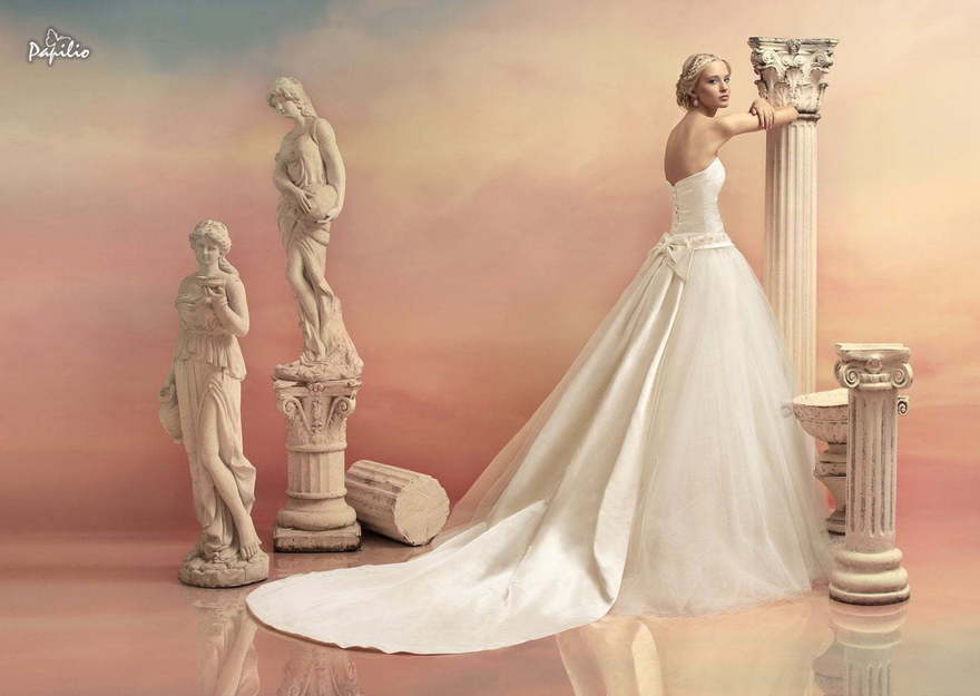 Свадебное платье Атланта. Силуэт А-силуэт. Цвет Айвори / Капучино. Вид 2