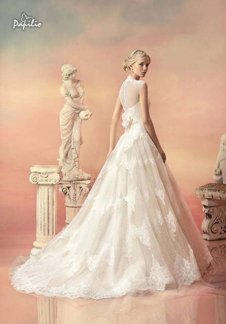 Свадебное платье Аврора. Силуэт А-силуэт. Цвет Белый / Молочный. Вид 3