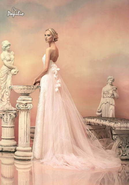 Свадебное платье Элисса. Силуэт А-силуэт, Прямое. Цвет оттенки Розового. Вид 2