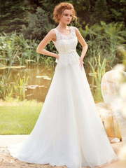 Свадебное платье Симонетта. Силуэт А-силуэт. Цвет Белый / Молочный. Вид 1