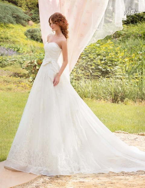 Свадебное платье Джустина. Силуэт А-силуэт. Цвет Белый / Молочный. Вид 2