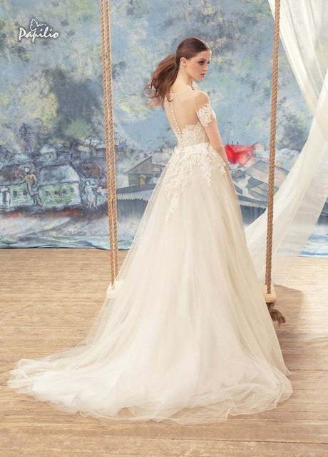 Свадебное платье Малиновка. Силуэт А-силуэт. Цвет Айвори / Капучино. Вид 2