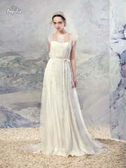 Свадебное платье Бива. Силуэт А-силуэт, Прямое. Цвет Айвори / Капучино. Вид 1