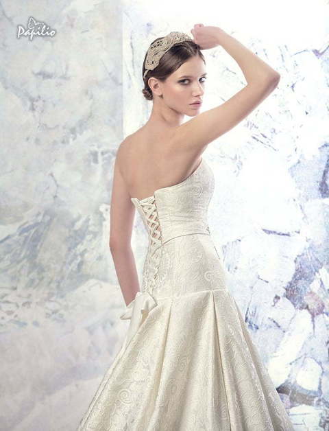 Свадебное платье Торренс. Силуэт А-силуэт. Цвет Айвори / Капучино. Вид 3