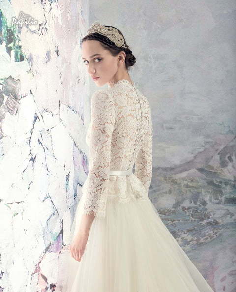 Свадебное платье Туркана. Силуэт А-силуэт. Цвет Белый / Молочный. Вид 2