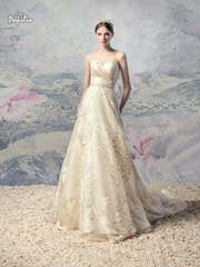 Свадебное платье Сайма. Силуэт А-силуэт. Цвет Айвори / Капучино, Золото. Вид 2