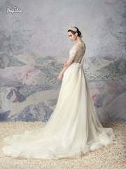 Свадебное платье Тоба. Силуэт А-силуэт. Цвет Айвори / Капучино. Вид 1