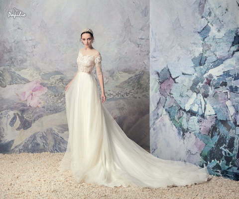 Свадебное платье Тоба. Силуэт А-силуэт. Цвет Айвори / Капучино. Вид 2