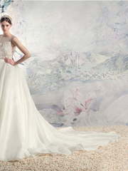 Свадебное платье Кисо. Силуэт Пышное, А-силуэт. Цвет Белый / Молочный. Вид 1