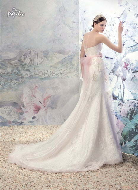 Свадебное платье Бурже. Силуэт А-силуэт. Цвет Айвори / Капучино, Белый / Молочный, оттенки Розового. Вид 2