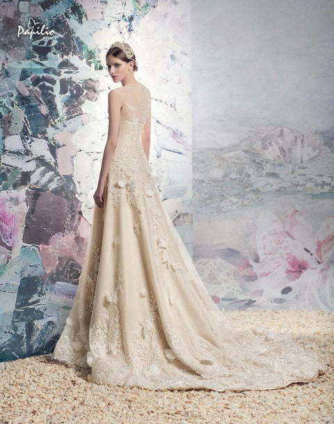 Свадебное платье Мичиган. Силуэт А-силуэт. Цвет Айвори / Капучино. Вид 2