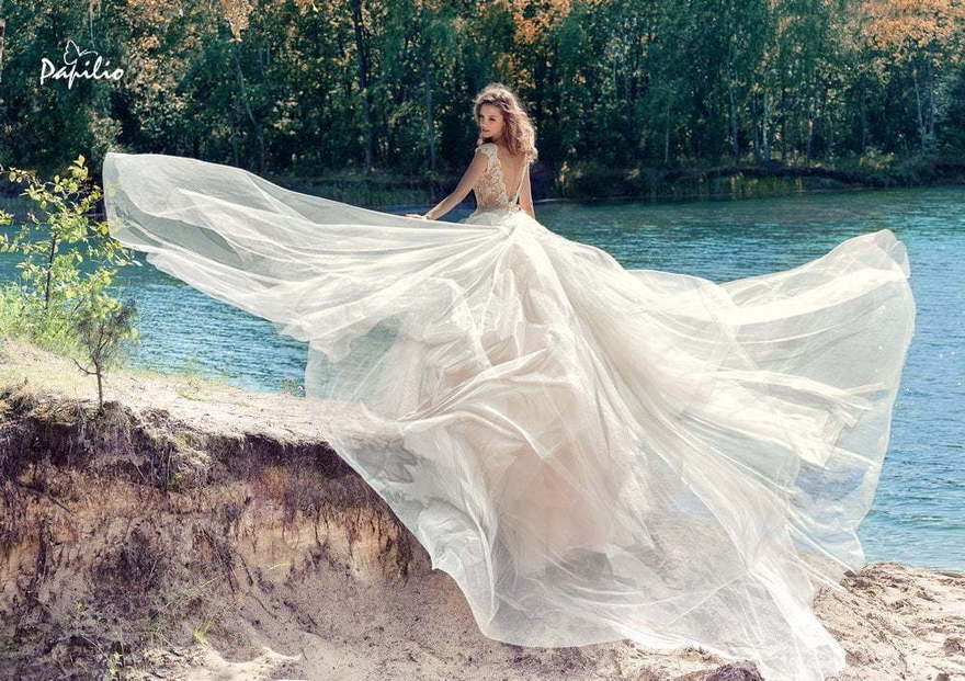 Свадебное платье Калао. Силуэт А-силуэт. Цвет Айвори / Капучино, оттенки Розового. Вид 5