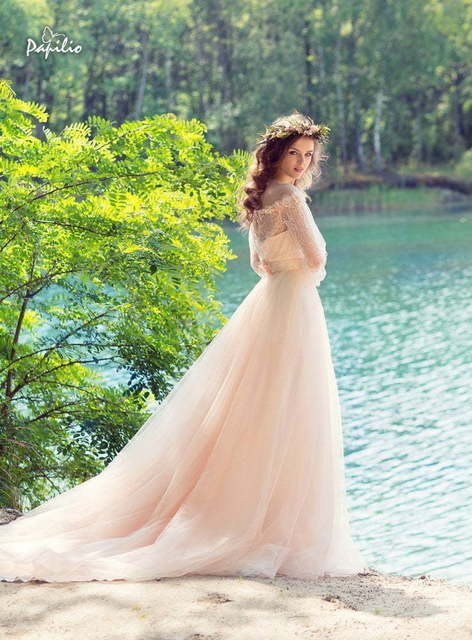 Свадебное платье Корелла. Силуэт А-силуэт. Цвет Персик / Оранжевый, оттенки Розового. Вид 5