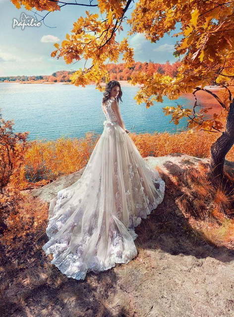 Свадебное платье Султанка. Силуэт А-силуэт. Цвет Айвори / Капучино, Персик / Оранжевый, оттенки Розового. Вид 4