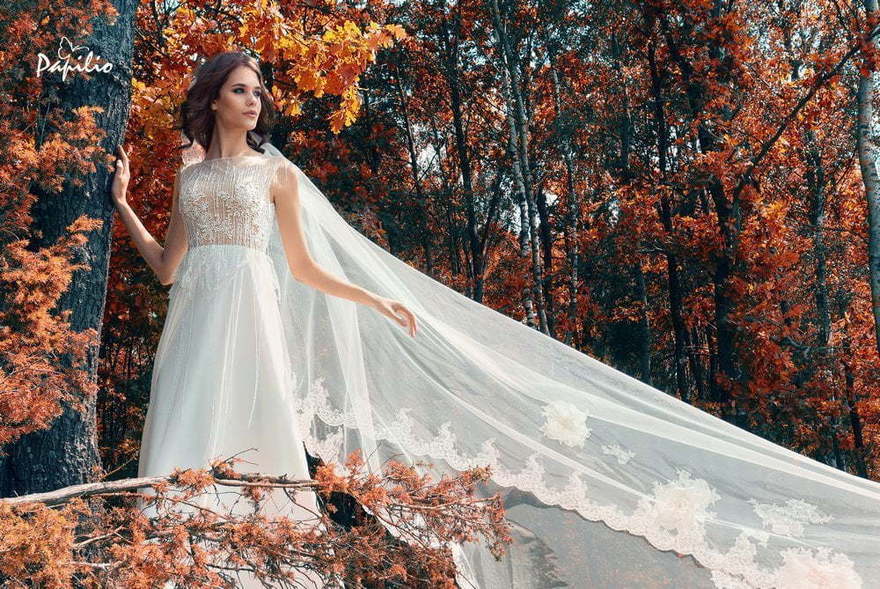 Свадебное платье Лунь. Силуэт А-силуэт. Цвет Айвори / Капучино, Белый / Молочный. Вид 2