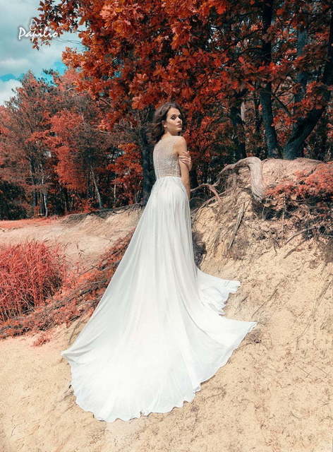 Свадебное платье Лунь. Силуэт А-силуэт. Цвет Айвори / Капучино, Белый / Молочный. Вид 3