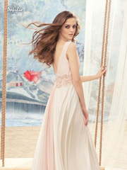 Свадебное платье Снегирь. Силуэт А-силуэт. Цвет Айвори / Капучино, Персик / Оранжевый, оттенки Розового. Вид 2