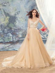 Свадебное платье Свиязь. Силуэт А-силуэт. Цвет Айвори / Капучино. Вид 1