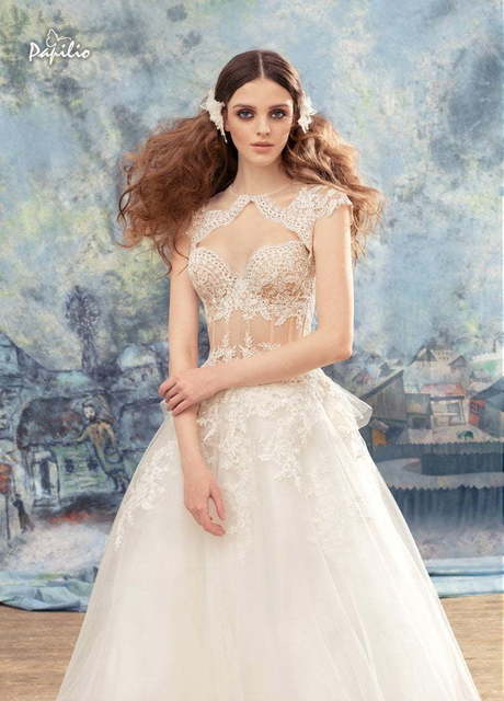 Свадебное платье Мимозелла. Силуэт А-силуэт. Цвет Айвори / Капучино. Вид 2