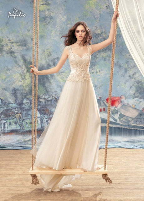 Свадебное платье Трогон. Силуэт А-силуэт. Цвет Айвори / Капучино. Вид 2