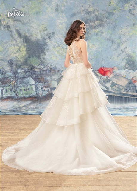 Свадебное платье Павлин. Силуэт Пышное, А-силуэт. Цвет Айвори / Капучино. Вид 3