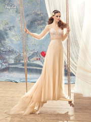 Свадебное платье Танагра. Силуэт А-силуэт, Прямое. Цвет Айвори / Капучино, Персик / Оранжевый. Вид 1