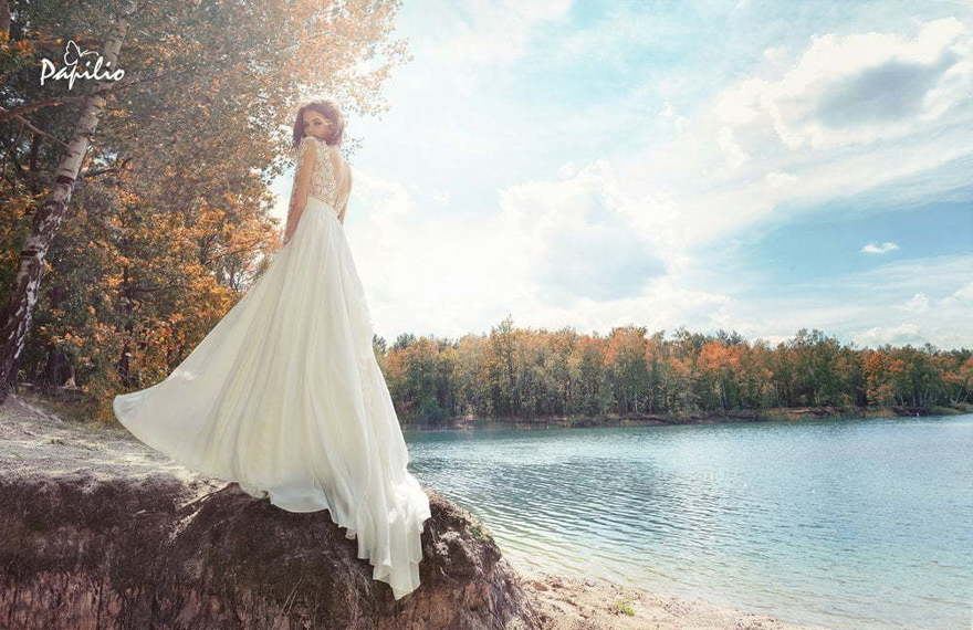 Свадебное платье Малюр. Силуэт А-силуэт. Цвет Айвори / Капучино, Белый / Молочный. Вид 3