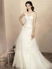 Свадебное платье Грета. Силуэт А-силуэт. Цвет Белый / Молочный, Айвори / Капучино. Вид 1