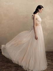 Свадебное платье Саманта. Силуэт А-силуэт. Цвет Персик / Оранжевый, оттенки Розового. Вид 1