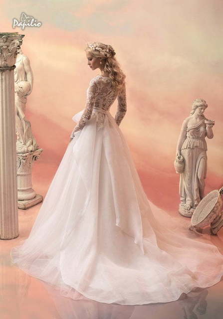 Свадебное платье Персефона. Силуэт А-силуэт. Цвет Белый / Молочный, оттенки Розового. Вид 2