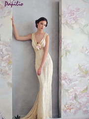 Свадебное платье Афродита. Силуэт А-силуэт. Цвет Белый / Молочный, Айвори / Капучино. Вид 1