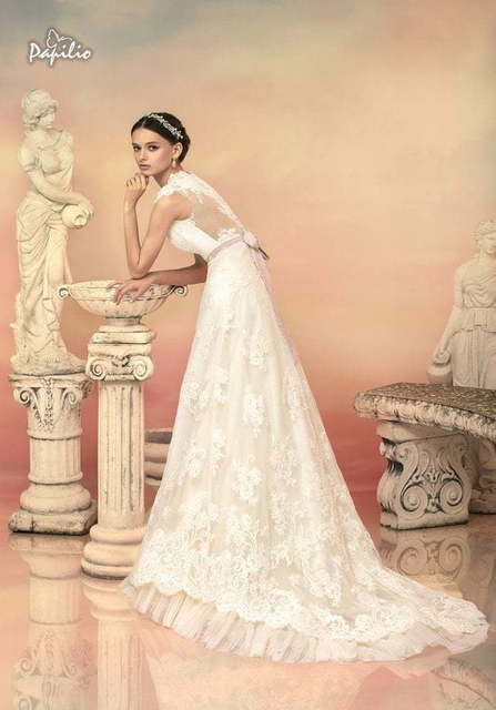 Свадебное платье Магдалена. Силуэт А-силуэт. Цвет Белый / Молочный. Вид 2