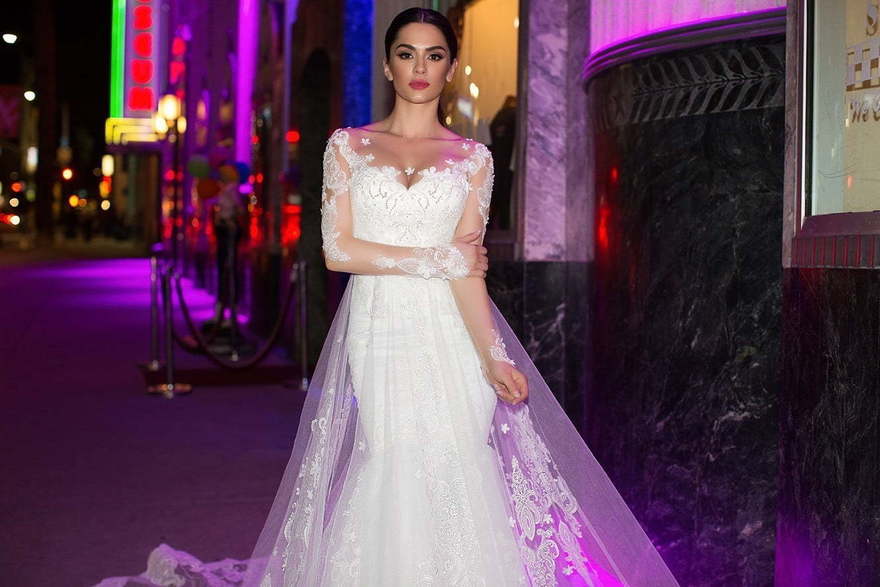 Свадебное платье Sandra. Силуэт Рыбка, А-силуэт. Цвет Белый / Молочный. Вид 3