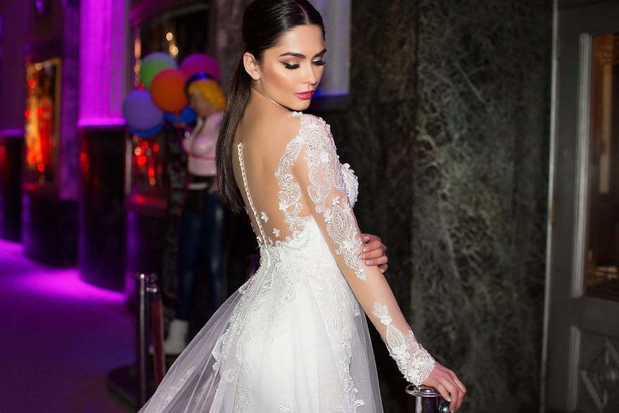 Свадебное платье Sandra. Силуэт Рыбка, А-силуэт. Цвет Белый / Молочный. Вид 4