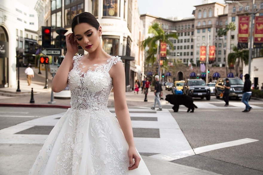 Свадебное платье Kristen. Силуэт Пышное, А-силуэт. Цвет Белый / Молочный. Вид 3